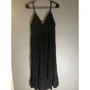 Blush Black Crotchet Top Spaghetti Strap Boho MIDI Dress Size Large NWOT